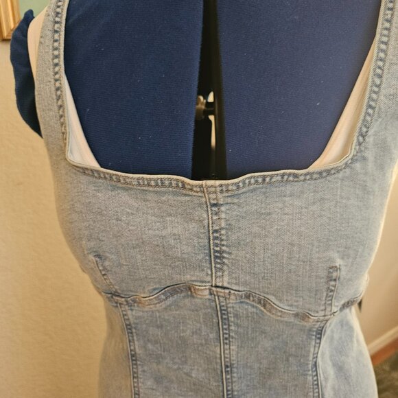 NWT long Denim dress with slit - Picture 4 of 11